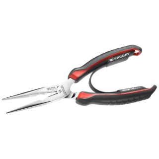 Facom Carbon Steel Round Nose Plier, 200mm Overall Length, 20mm Jaw, Ergonomic Bi-Material Grip, Chrome Finish 185A.20CPE