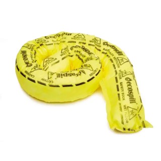 Ecospill Ltd Spill Absorbent Ecosoak Sock Chemical Use 50L Capacity Yellow 1.2m Length C0530712