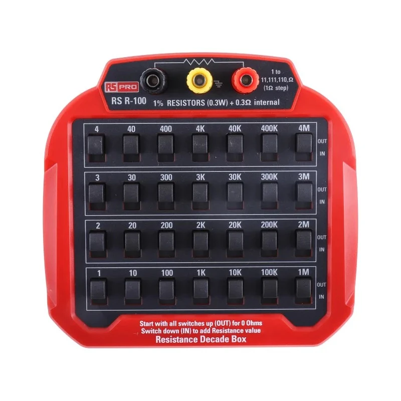 RS PRO Resistance Decade Box 7 Decade 1Ω to 11 MΩ 0.3W ±1%+0.3Ω Accuracy Model 193-8686