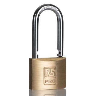 RS PRO Brass Anti-Pick Padlock with 6 mm Hardened Steel Shackle, 40 mm Body, Keyed Alike 195-8246