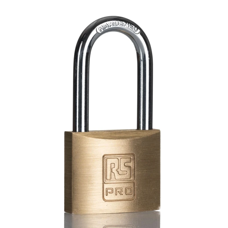RS PRO Brass Anti-Pick Padlock with 6 mm Hardened Steel Shackle, 40 mm Body, Keyed Alike 195-8246