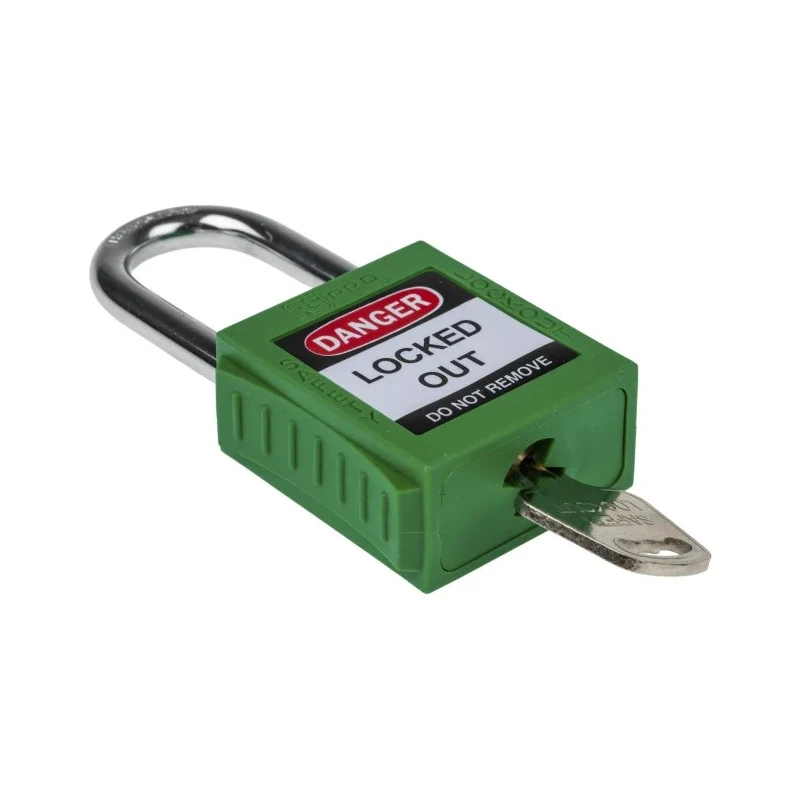 RS PRO Green 1-Lock Safety Lockout Nylon and Steel Shackle Diameter 6.35 mm Model 196-3754