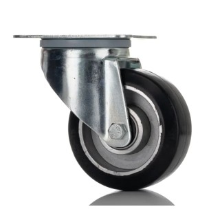 RS PRO Swivel Castor with Rubber Wheel, 150 kg Load Capacity, 100 mm Diameter, Aluminium Hub, Ball Bearing 196-4999
