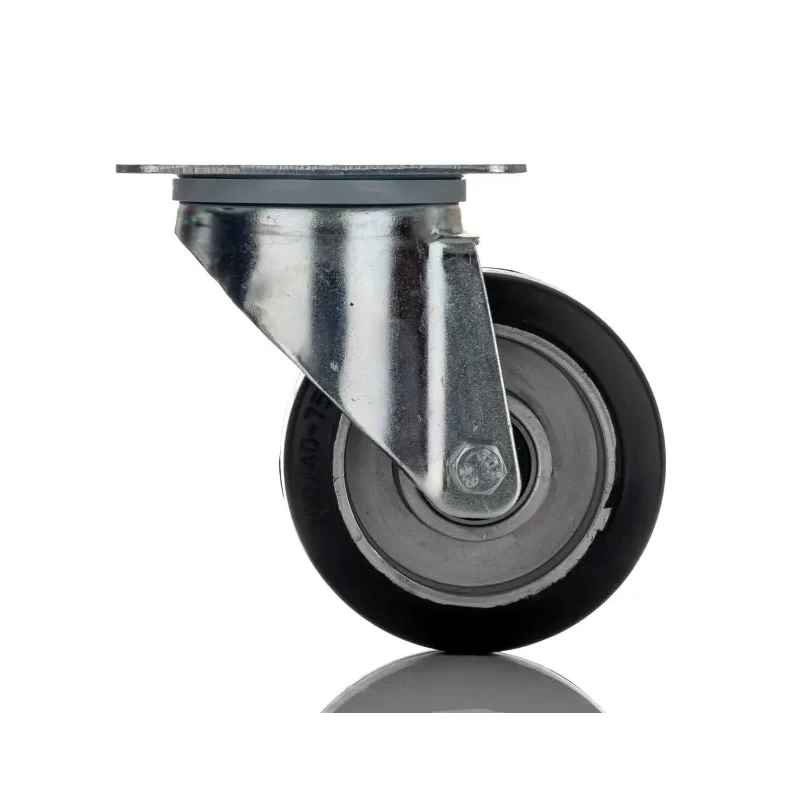 RS PRO Swivel Castor with Rubber Wheel, 150 kg Load Capacity, 100 mm Diameter, Aluminium Hub, Ball Bearing 196-4999