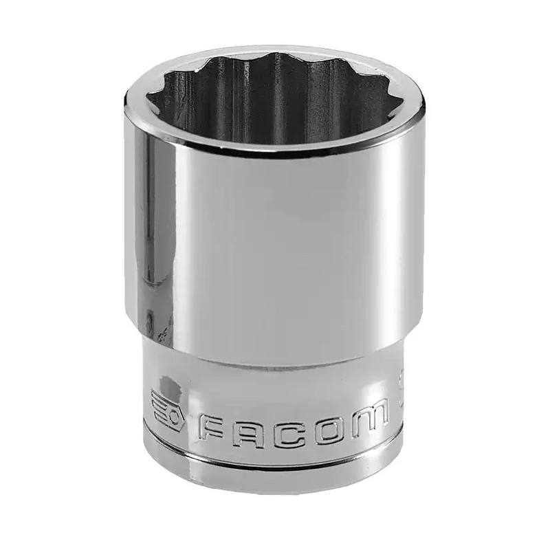 Facom 1/2 in Drive 28 mm 12 Point Square Socket Chrome Vanadium Steel 44mm Overall Length S.28