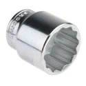 Facom 1/2 in Drive 30 mm 12 Point Square Socket, Chrome Vanadium Steel, 44mm Overall Length S.30