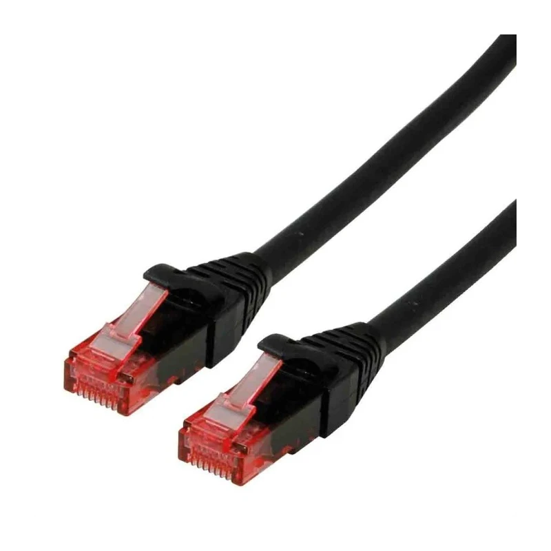 Roline Cat6 Ethernet Cable 8 Core Stranded Copper Conductor, Black, 2 m, Unshielded Unscreened Low Smoke Zero Halogen 