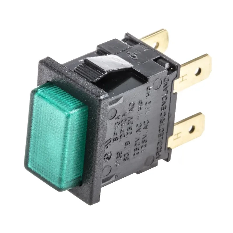 Arcolectric (Bulgin) Ltd 8300 Series Illuminated Latching Push Button Switch, Panel Mount, DPDT, 250V AC, 16A H8353ABNAB