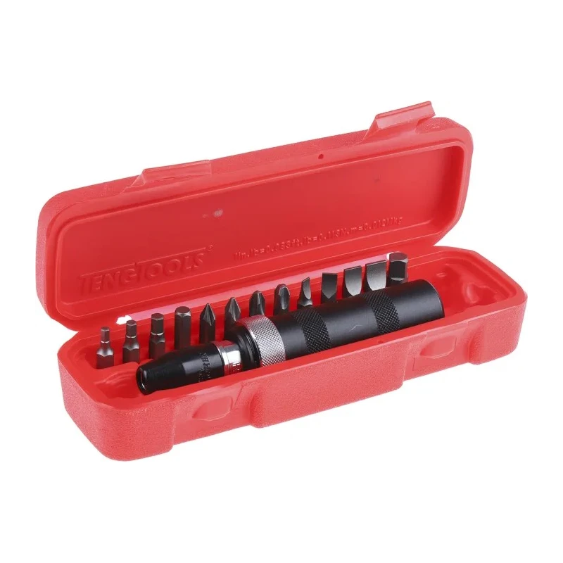 Teng Tools Screwdriver Bit Set Square Drive, Phillips, Hex, Torx, Steel, 6.35 mm, 15 Pieces ID515