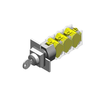 EAO 2-Position Latching IP65 Square Bezel Key Switch with 90° Key Index Angle 
