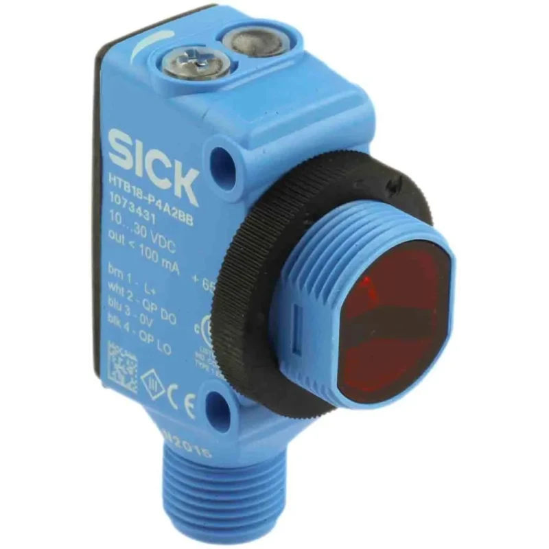 SICK Background Suppression Photoelectric Sensor 300 mm, PNP Output, IP67 IP69K, 30V DC, 0.5ms Response Time HTB18-P4A2BB