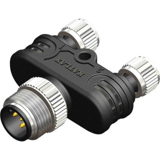 RS PRO Straight Connector 1 M12 Male 2 M8 Female with IP67 Protection, 60V, 4A Current Rating 201-7235