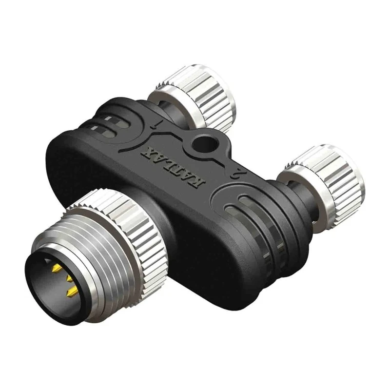 RS PRO Straight Connector 1 M12 Male 2 M8 Female with IP67 Protection, 60V, 4A Current Rating 201-7235