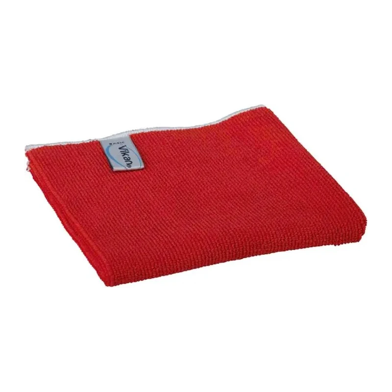 Vikan Basic Microfibre Cloth Red Microfibre Cloths for General Cleaning, Dry/Wet Use, Box of 5 Per Pack, 320 x 320 mm 691134