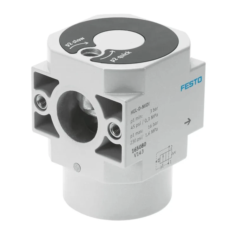 Festo Pneumatic Manual Control Valve HEL Series, G 3/8 Thread, 16 Bar Operating Pressure, Aluminium Body HEL-D-MIDI