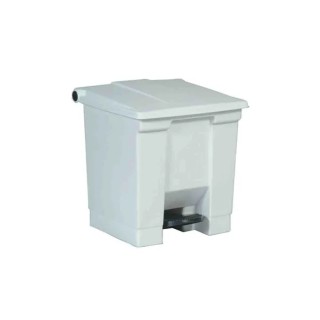 Rubbermaid Commercial Products Legacy Step-On Plastic Waste Bin 30L White Pedal FG614300WHT