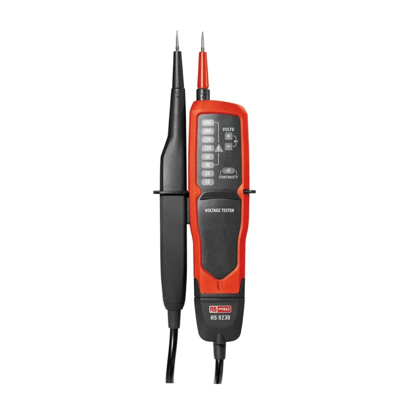 RS PRO LED Voltage Tester 600V AC/DC Continuity Check Battery Powered CAT III CAT IV RS-9230