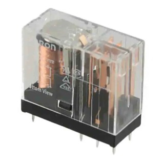 Omron PCB Power Relay, 12V AC Coil, 5A Switching Current, DPDT, PCB Mount, Silver Alloy Contact G2R-2 AC12