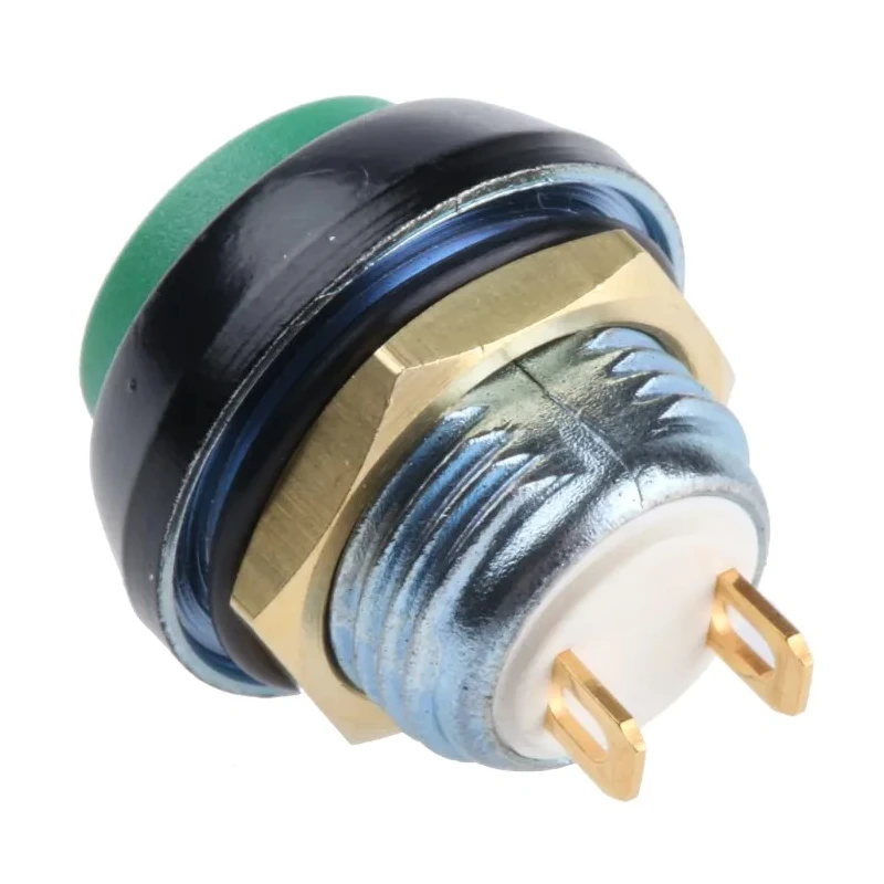 ITW Switches 59 Series Miniature Push Button Switch Panel Mount 14 mm Cutout Green SPST IP67 59-900090