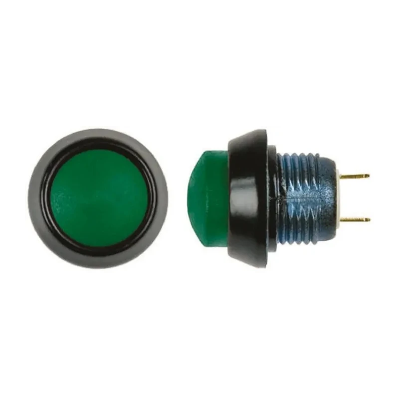 ITW Switches 59 Series Miniature Push Button Switch Panel Mount 14 mm Cutout Green SPST IP67 59-900090