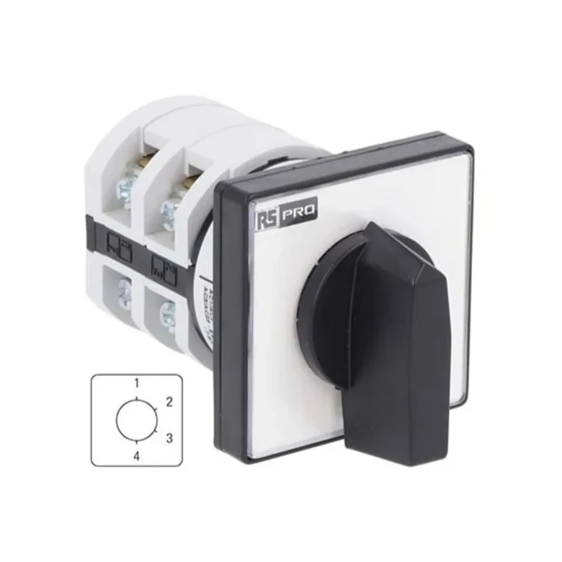 RS PRO Cam Switch 4 Position 60° Knob Actuator 16 A 690 V 1 Pole Panel Mount 208-3904