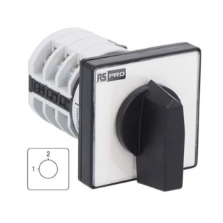 RS PRO 3 Pole 3 Phase 2 Position Cam Switch 90 ° Angle of Throw Knob Actuator 16 A 690 V 208-3915