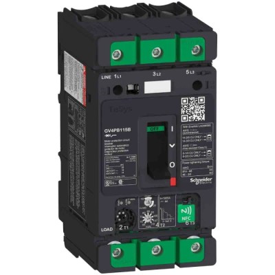Schneider Electric TeSys GV4PB Thermal Circuit Breaker 115A Current Rating 3-Pole DIN Rail GV4PB115B