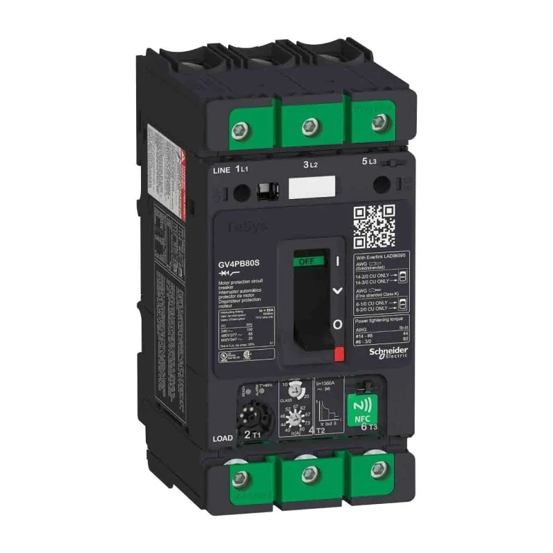 Schneider Electric TeSys GV4PB Thermal Circuit Breaker 80A Current Rating 3-Pole DIN Rail Mount 