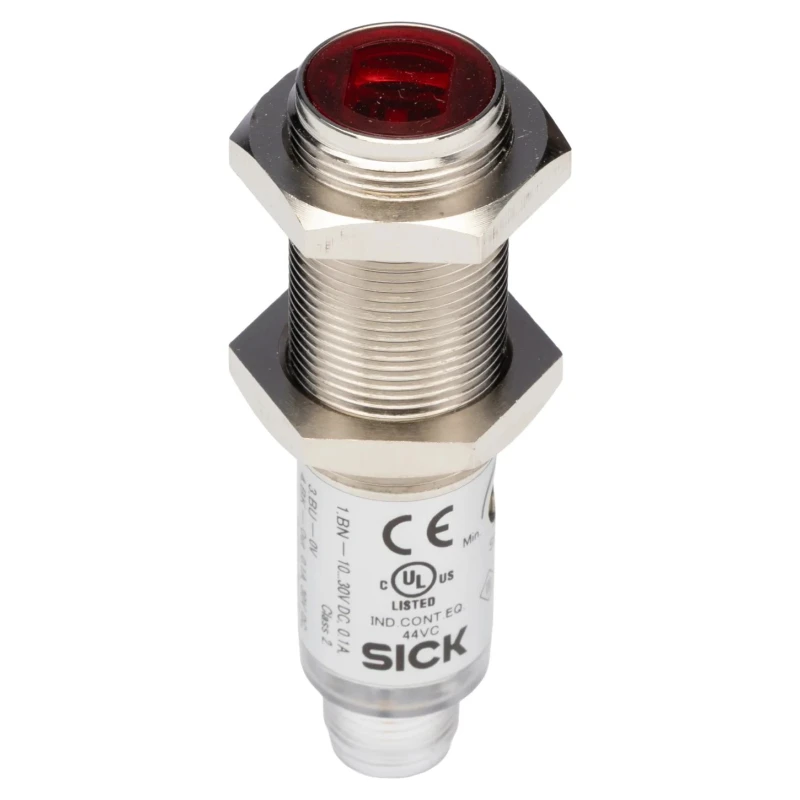 SICK Background Suppression Photoelectric Sensor, Barrel Style, Red Light, 1 mm to 140 mm Detection Range VTF180-2P42412