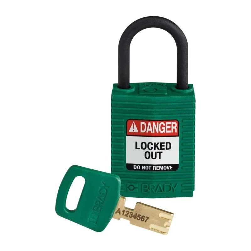Brady Green Safety Padlock Plastic Nylon Shackle Diameter 4.72mm Shackle Length 25.40mm 150182