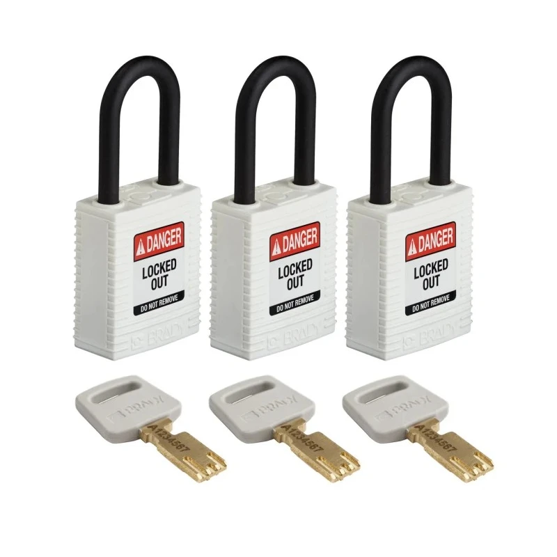 Brady White Nylon Plastic Safety Lockout Padlock 6.35 mm Shackle Diameter Model 150267