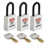 Brady White Nylon Plastic Safety Lockout Padlock 6.35 mm Shackle Diameter Model 150267