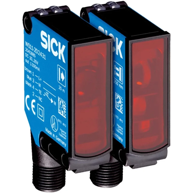 SICK Through Beam Photoelectric Sensor, Block Sensor, 0 → 20 m Detection Range, PNP Output, IP69K, IP66, IP67 WSE11-2K2430