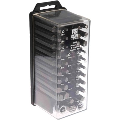 RS PRO 45-Piece 1/2 in, 3/8 in Standard Socket Set Chrome Vanadium Steel 213-1011