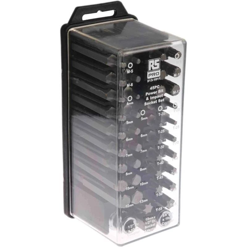 RS PRO 45-Piece 1/2 in, 3/8 in Standard Socket Set Chrome Vanadium Steel 213-1011