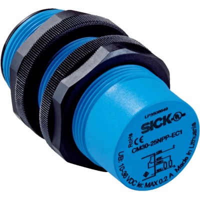 SICK Threaded Barrel Capacitive Proximity Sensor M30 x 1, 25 mm Detection Range, NPN Output, 200mA, 30 V DC CM30-25NNP-EC1