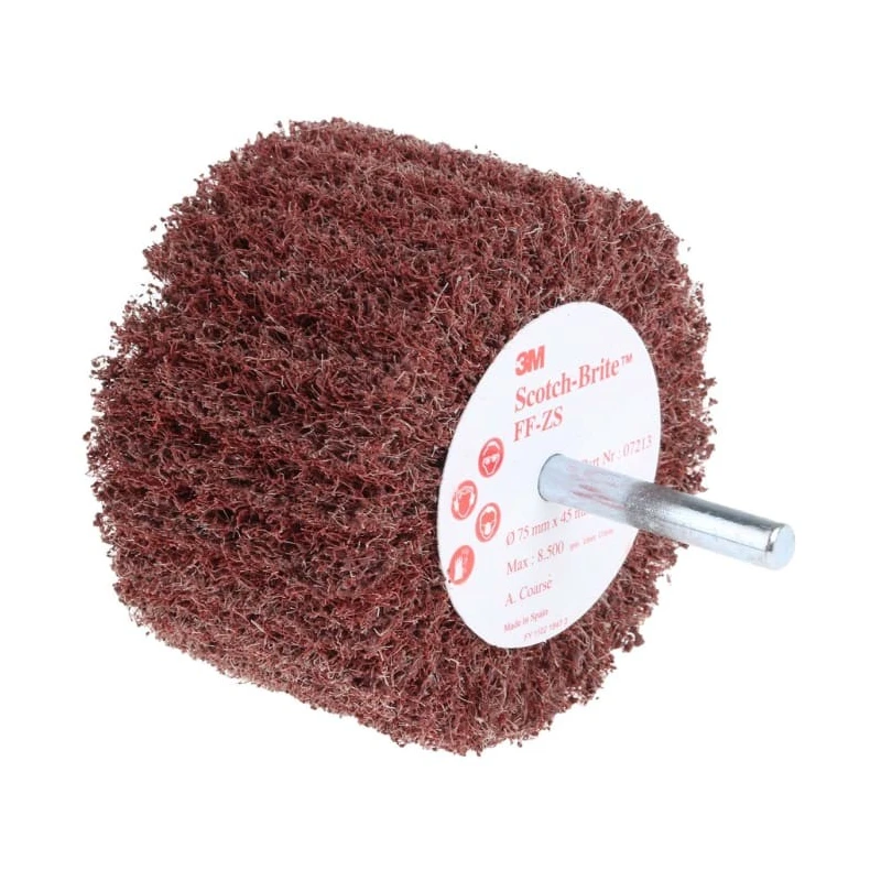 3M Nylon Abrasive Brush 75 mm Diameter Shaft Mounting 6mm Shank ISO 9002 FF-ZS GROS
