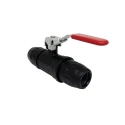 Transair 16 bar Push-to-Connect Lockable Double Female Flow Valve 25mm, Treated Brass with Plastic Handle 4092 25 00