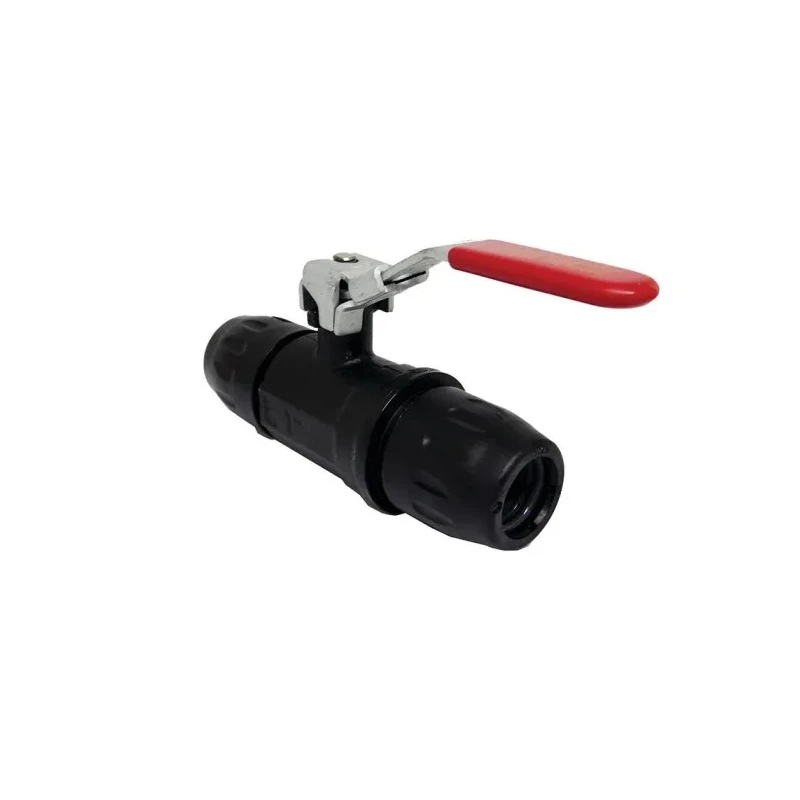 Transair 16 bar Push-to-Connect Lockable Double Female Flow Valve 25mm, Treated Brass with Plastic Handle 4092 25 00
