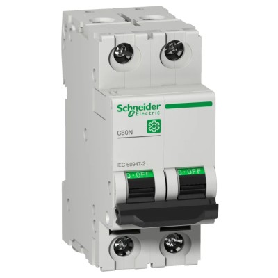 Schneider Electric Multi9 C60N Miniature Circuit Breaker, 2-Pole, 6A, Type C, 240V AC, 125V DC, 10kA Breaking Capacity 