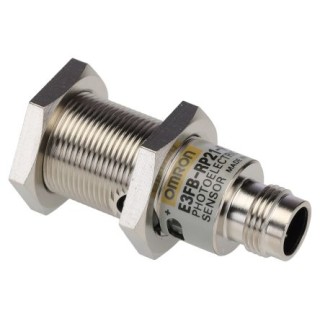 Omron Retroreflective Photoelectric Sensor, Barrel Style, 4 m Detection Range, PNP Output, IP69K/IP67 Rated E3FB-RP21-F2