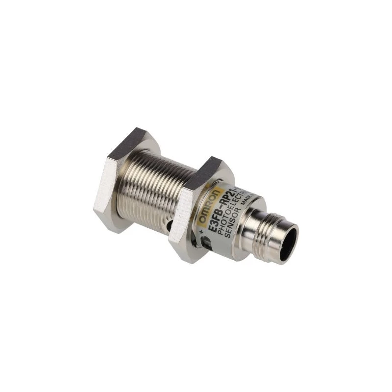 Omron Retroreflective Photoelectric Sensor, Barrel Style, 4 m Detection Range, PNP Output, IP69K/IP67 Rated E3FB-RP21-F2