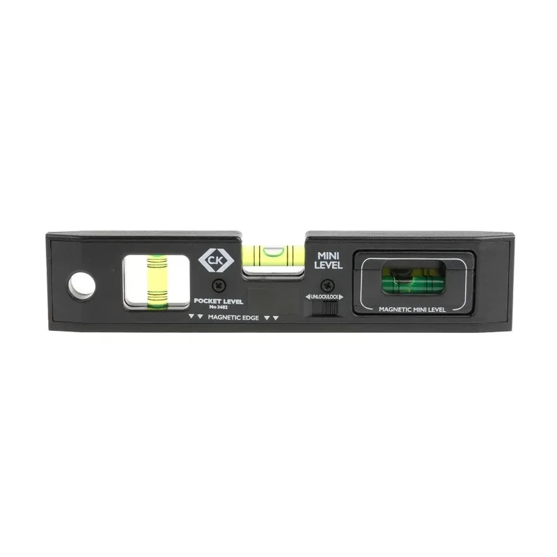 CK 210 mm Magnetic Pocket Spirit Level Plastic Frame 3 Vials 1 mm Accuracy T3482