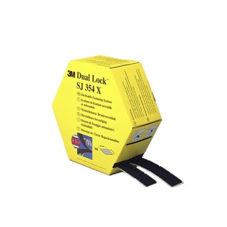 3M Black Hook & Loop Tape, Dual Lock Mushroom Hook Polyolefin Tape 25mm x 5m Maximum 3M SJ 354x 25,4 mm x 5m, 300 squares