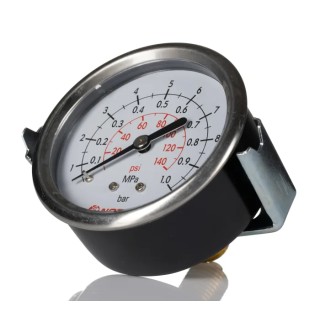 Norgren Industrial 63 mm White Dial Threaded Pressure Gauge G 1/4, Brass Connection, ABS Case, 10 bar 18-015-852