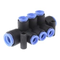 SMC Pneumatic Manifold Fittings KM 6 Outlet Push-in Polybutylene Material Maximum Operating Temperature 60°C KM11-08-12-6