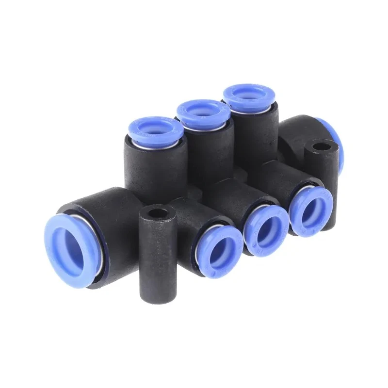 SMC Pneumatic Manifold Fittings KM 6 Outlet Push-in Polybutylene Material Maximum Operating Temperature 60°C KM11-08-12-6