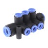 SMC Pneumatic Manifold Fittings KM 6 Outlet Push-in Polybutylene Material Maximum Operating Temperature 60°C KM11-08-12-6