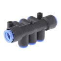 SMC Pneumatic Manifold Fittings KM 6 Outlet Push-in Polybutylene Material Maximum Operating Temperature 60°C KM11-08-12-6