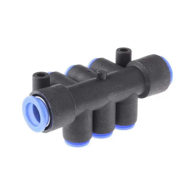 SMC Pneumatic Manifold Fittings KM 6 Outlet Push-in Polybutylene Material Maximum Operating Temperature 60°C KM11-08-12-6